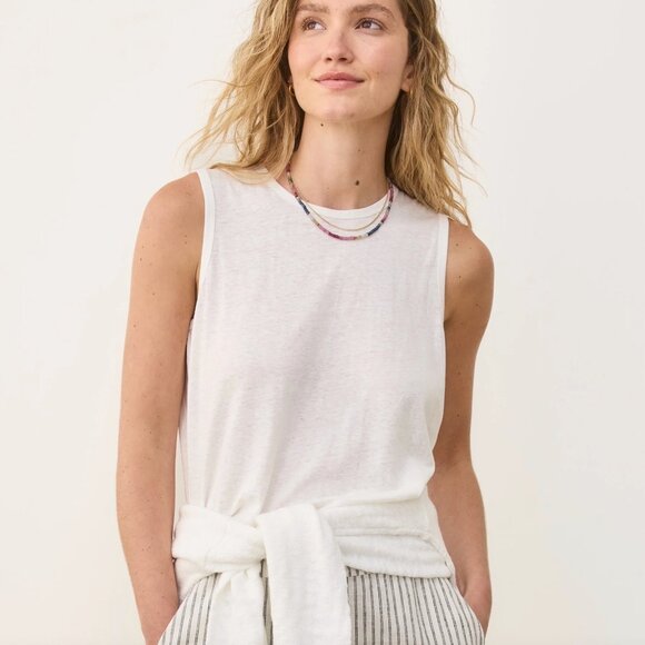 new nwt Sz XS Marine Layer Hemp Cotton Tank in Natural Solid White - Picture 1 of 2